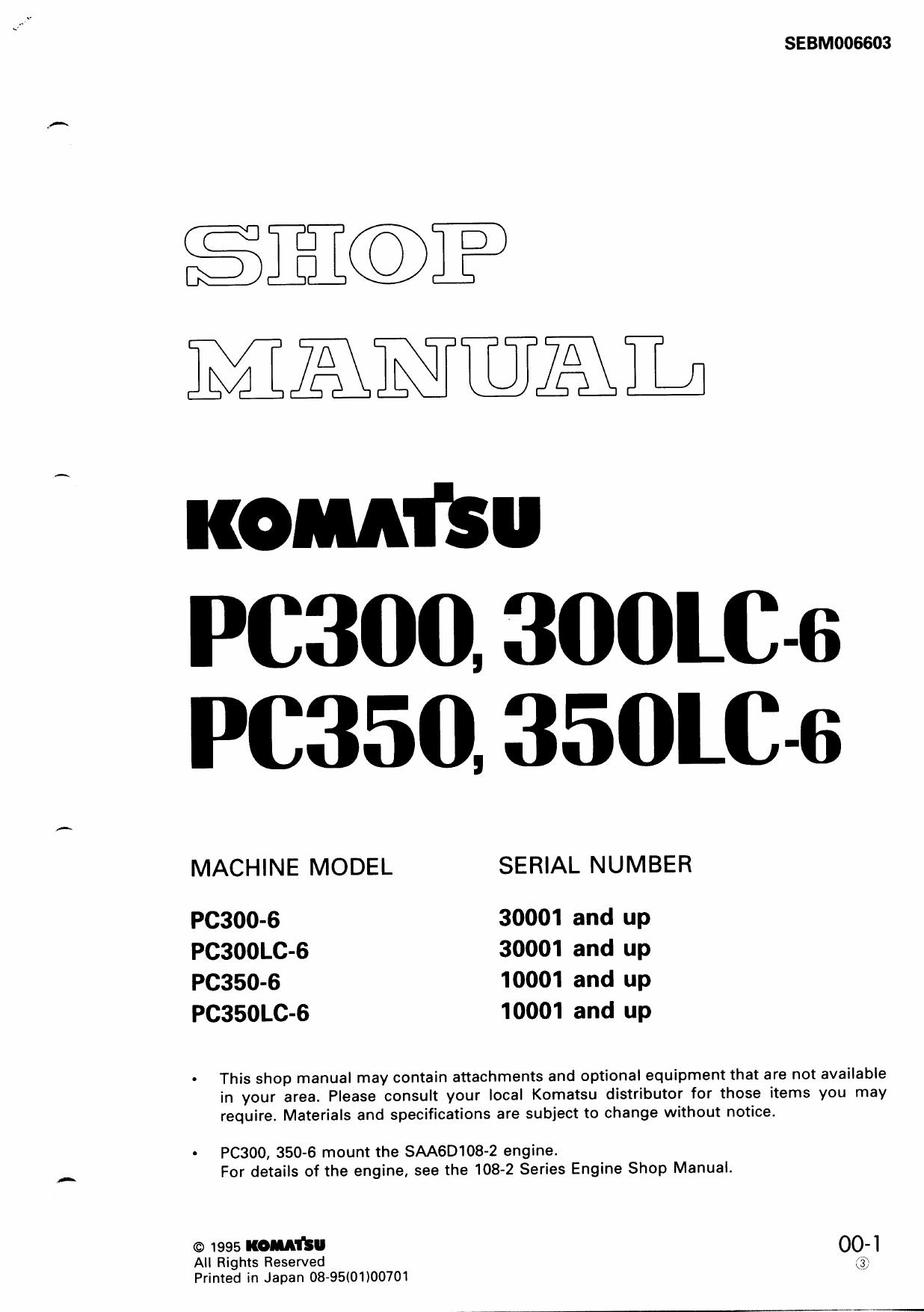 PC300 PC300LC-6 PC350 PC350LC-6 Shop Manual